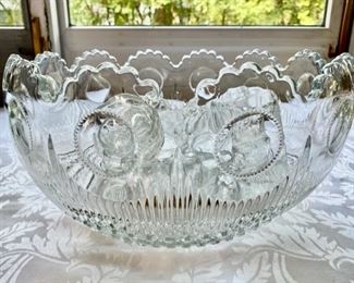 Pressed glass punch bowl  w/12 cups                      95.00                                           14"diameter x 8" h