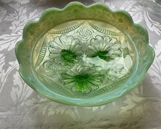 3 colored glass bowls                                                   30.00                largest bowl 8" diameter 3"h