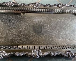 Silver-plate tray                                                                                  30" long x 11 1/4" w 