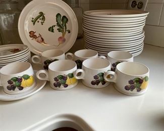 Wedgwood "Gourmet" oven to table                 375.00                            55 pcs. 20 10 3/4" dinner plates, 8 bowls, 8 mugs & saucers, 8 bread plates, 3 12" oval platters
