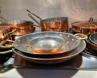 Collection of newer copper cookware. Various makers     14 pcs.                                                                                    