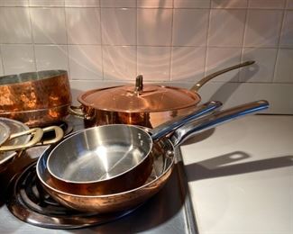 Collection of newer copper cookware. Various makers     14 pcs.                                                                                       