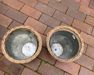 Basket Lot#7 pair basket vases with tin liners                 10" h x 8" diameter