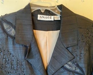 Anage silk beaded & embroidered jacket  size L     20.00