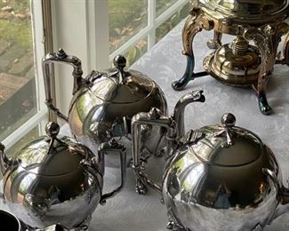 Reed and Barton silver plate tea set                       225.00     Height of coffee pot 7 1/2"h