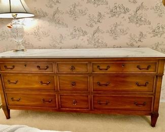 Heritage dresser with added marble top               450.00      32"H x 72"L x 20"D