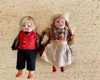 Pair antique celluloid dolls       3 1/2" h                        