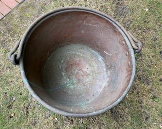 Monumental copper apple butter cauldron/kettle    850.00            20"h x 27" diameter (not including stand)