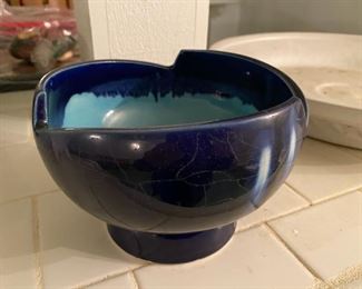 Vintage blue pottery bowl                                          20.00          5"h x 7" diameter