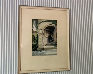 Louis Kaep watercolor                                                              frame size 23"h x 18"w  