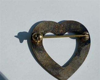 Aksel Holmsen sterling and enamel heart brooch  