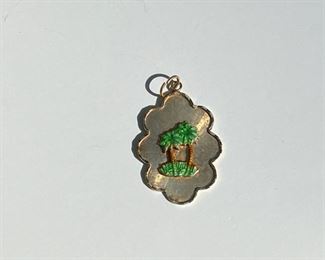 14 k brooch with enameled palm trees                     
