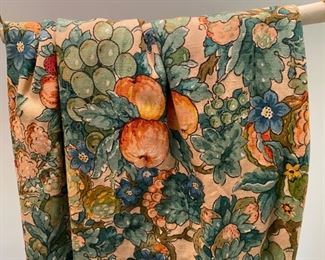 Pair fruit and flower pattern drapery panels         125.00               38"W at pleats x 83"L