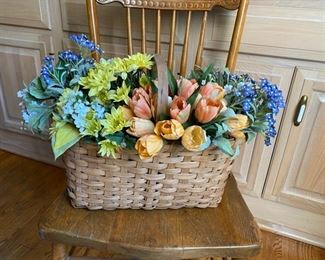Vintage splint basket of flowers                                   50.00                7 1/2" h without handle x 18"w
