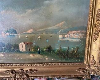 Oil painting of Continental lake view                   250.00            19 1/2" x 29 1/2" w