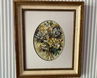 Floral oil painting                                                                 95.00      frame size 16" x 14"w