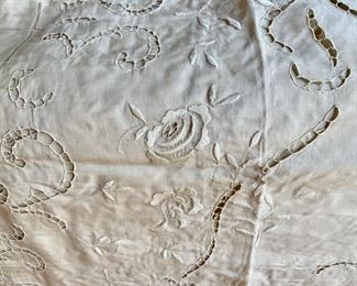 Antique embroidered tablecloth                                275.00       118" x 81"              very small repair                                                         *color is more ecru than photo