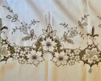 Vintage cutwork embroidered tablecloth                95.00     68" X 132"