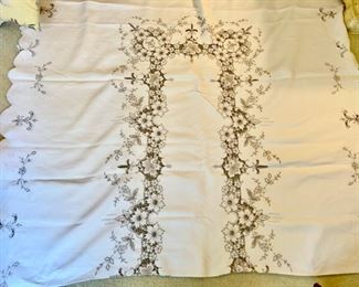 Vintage cutwork embroidered tablecloth                95.00     68" X 132"       