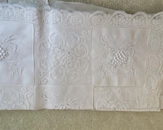 Vintage lace and embroidered tablecloth                125.00    64" x 86"