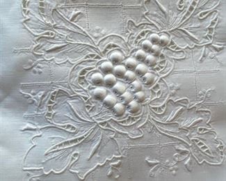 Vintage lace and embroidered tablecloth                125.00    64" x 86"