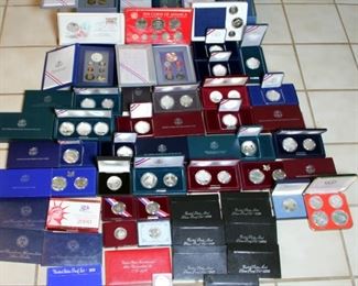 Large Selection of Silver Coins, US Mint, Franklin Mint