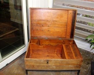 Very Nice Primitive Tool Chest Used as Coffee Table