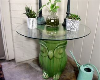 Owl Glass Top Table