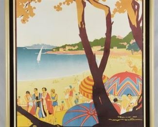 "Saint Palais s-Mer" Tourism Poster promoting the seaside area in southwest France

Artist: Roger Soubie (1898-1904), signed in stone and dated 1935

1990 appraisal report from Edward G. Haddad II Appraisals in Alexandria, VA valued this piece at $2,250
Outside Frame 27" X 41"; Visible Art 23" X 38"
