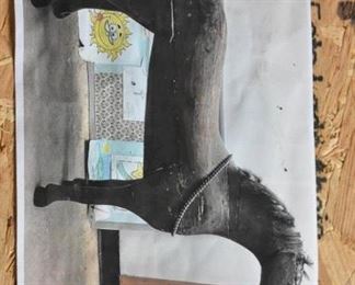 Carved wooden standing horse with pieced and carved wood segments with applied horse hair mane. Sold to Clyde’s Restaurant Group by Sylvia Antiques (Nantucket, MA) in 2006 for $1,800.

Circa: 1880-1900

New England

Approximately 36 inches wide