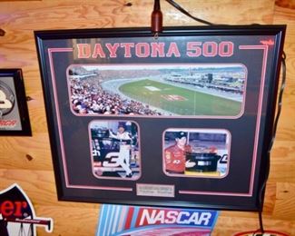 framed collage of Champions: 1998 Daytona 500 Dale Earnhardt & 2004 Dale Earnhart, Jr. 