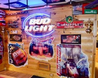 Bud Light neon sign, many bar signs!