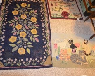 selection of hand made hooked rugs