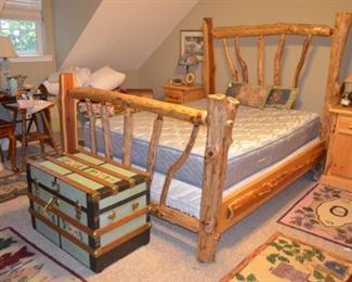 log bedroom suite - queen size bed, two nightstands & dresser