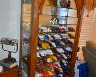 die cast trucks; beautiful lighted display cabinet