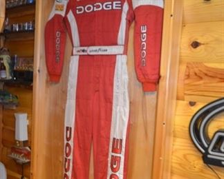 Kasey Kahne's test driving suit (Winston Cup) in display cabinet