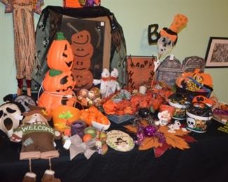 big selection of Halloween decorations