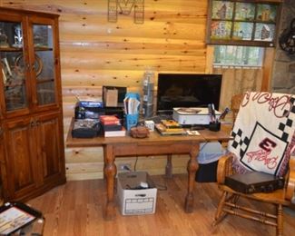 corner cupboard, oak pub table, rocker