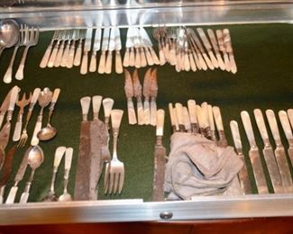 collection of silver pearlware flatware