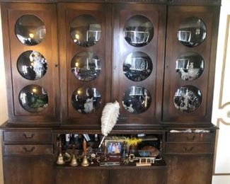 Unique breakfront - china cabinet with ship port windows