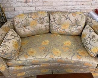 Vintage Silk Brocade Love Seat