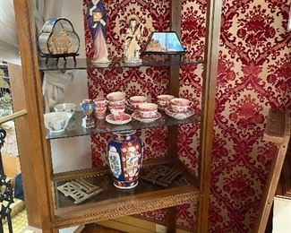 Vintage Open Curio with Glass Shelves