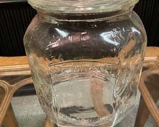 Vintage LARGE Glass Mr Peanut Jar with Lid