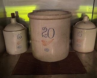 Antique Redwing 20 Gallon Crock, Stamped. Redwing Jugs/ Corks JUGS SOLD ONLY