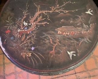 Vintage Chinese Black Hand Painted Occasional Table