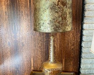 Mid Century Gold Table Lamp with Original Gold Shade