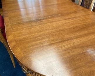 Vintage French Metz Furniture Dining Table with 3 Leaves/ Pads