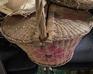 Vintage Two sided Basket with Matching Hats