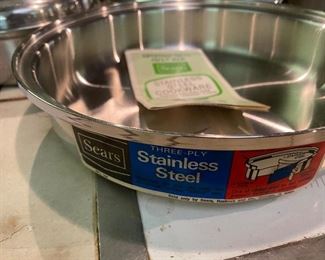 Vintage Never Used Sears Stainless Steel Sauce Pan Lid