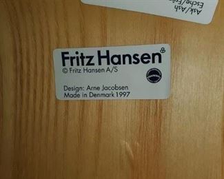 Buy it now -$ 450
Fritz Hansen, Arne Jacobsen,  table and chairs. 4 chairs pictured, 6 available. 